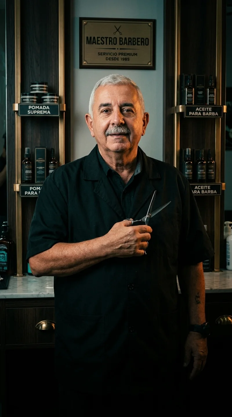 Pedro, master barber, with his scissors