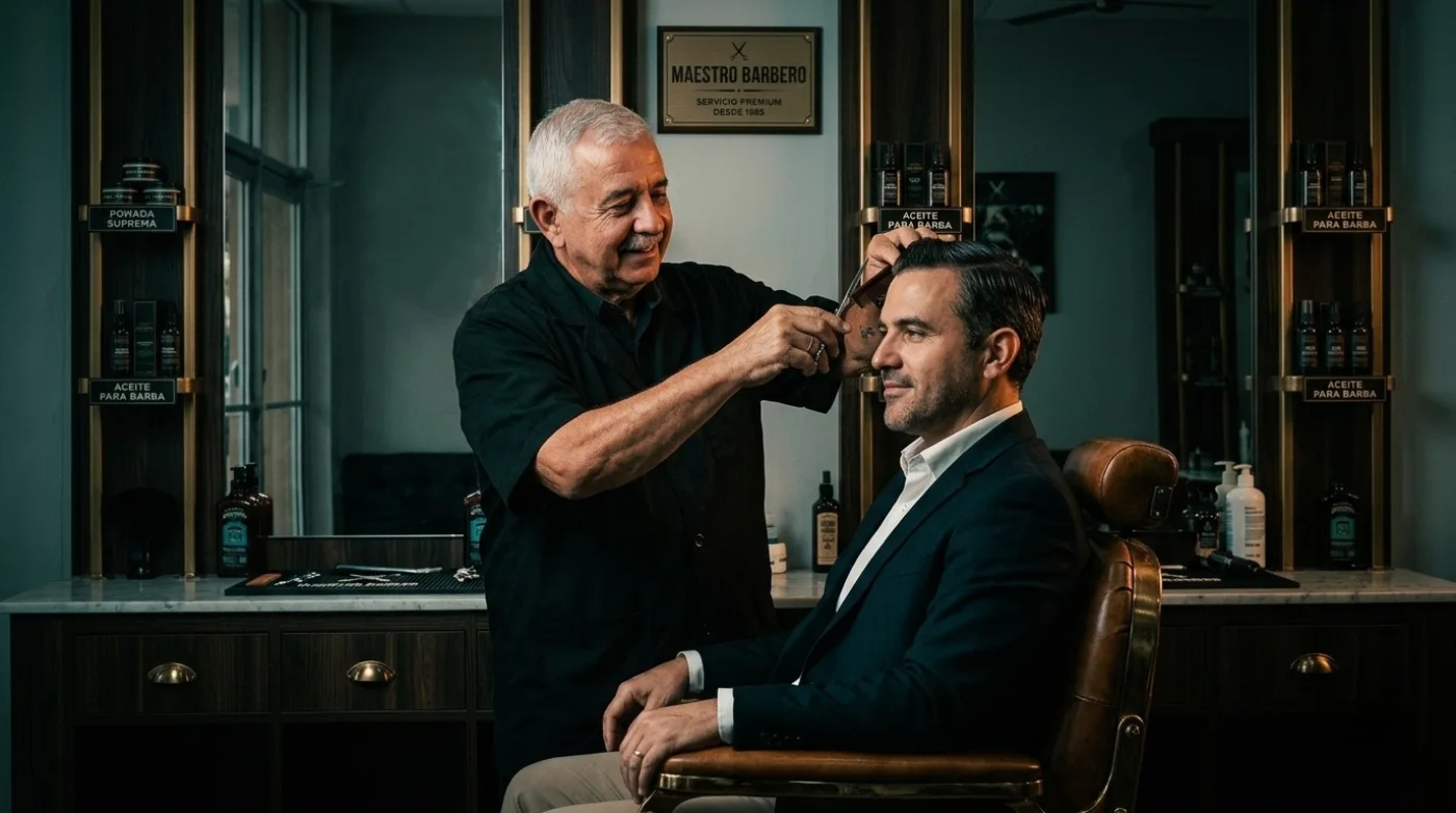 Pedro giving a client a fresh, precise cut